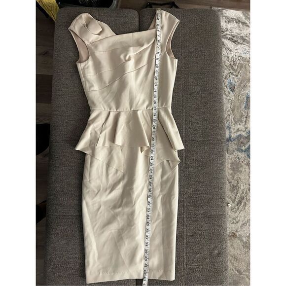Rinascimento Italy Cream Peplum Knee Length Dress Size M Clean Girl Old Money - Picture 12 of 15